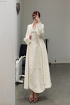 Swayingknit fluffy hair feathers long jacket SW22AW1T101 White